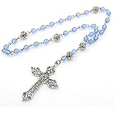 Brenda Elaine JewelryBrenda Elaine Jewelry Anglican Prayer Beads/Rosary, Episcopal Cross with Real Silver Plating and Sapphire Blue Glass Beads