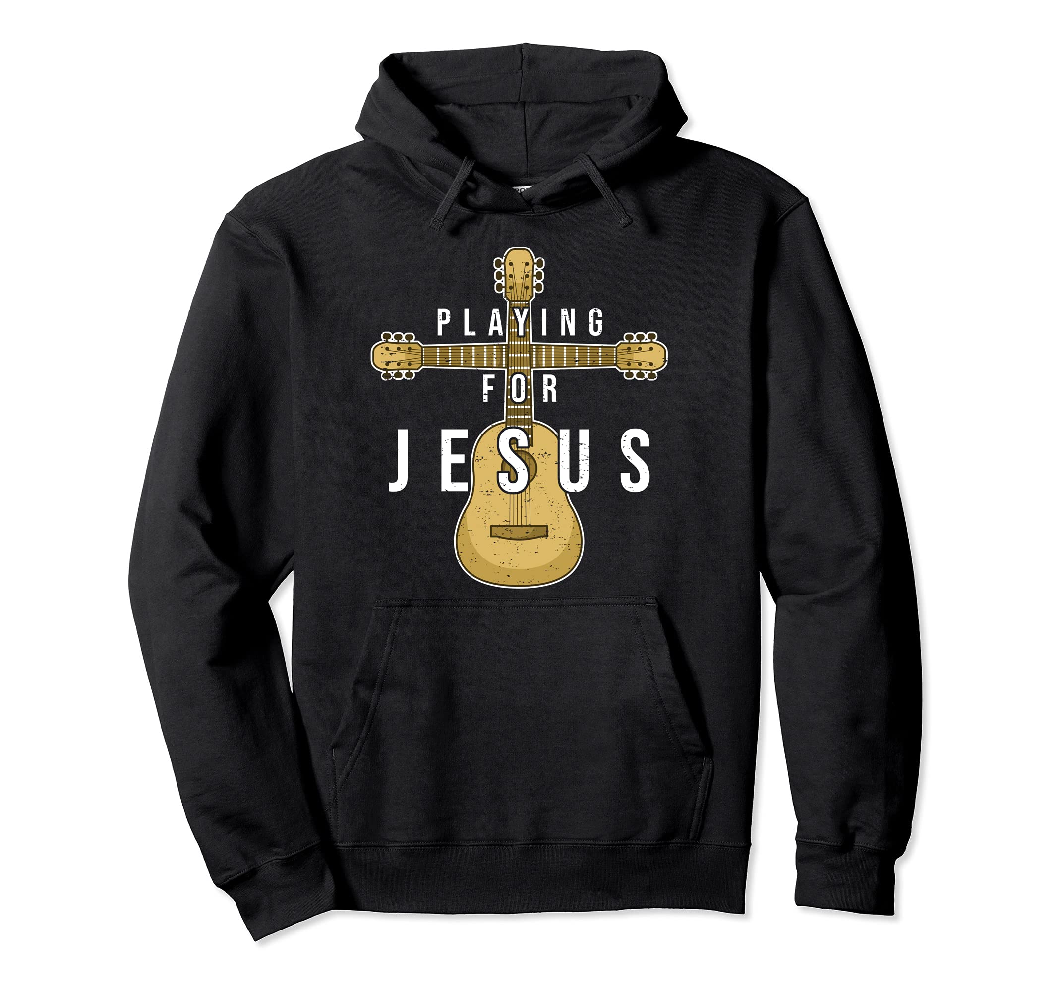 Christian Music Guitar Player Jesus Guitarist Crucifix Pullover Hoodie