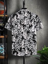 Floerns Men's Casual Tropical Print Button Down