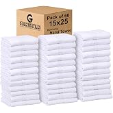 GOLD TEXTILES Bulk Pack 60 Pcs (5 Dozen) White Economy 15x25 Inches Basic Hand Towel - 2.25 lb/dz