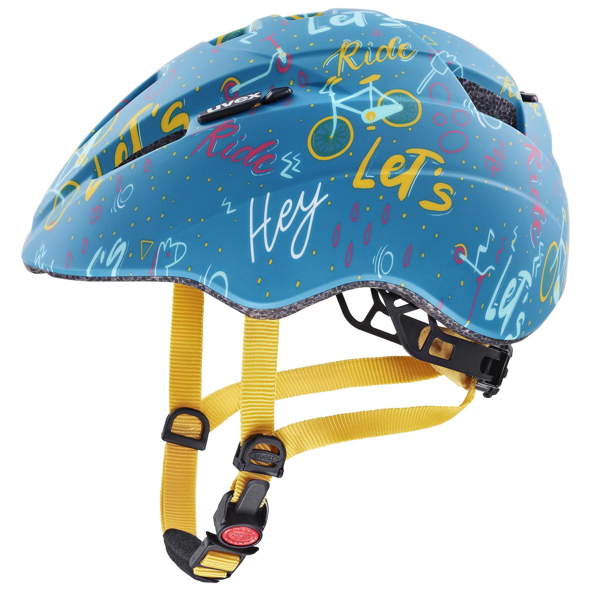 uvex Kid 2 cc - Lightweight Kids Bike Helmet for Children - Individual Fit - Upgradeable with an LED Light - Let's Ride - 46-52 cm