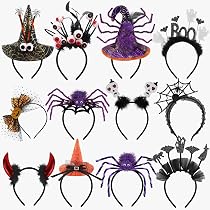 Amazon.com: 18 Packs Halloween Headbands Scary Witch Hat Headband ...
