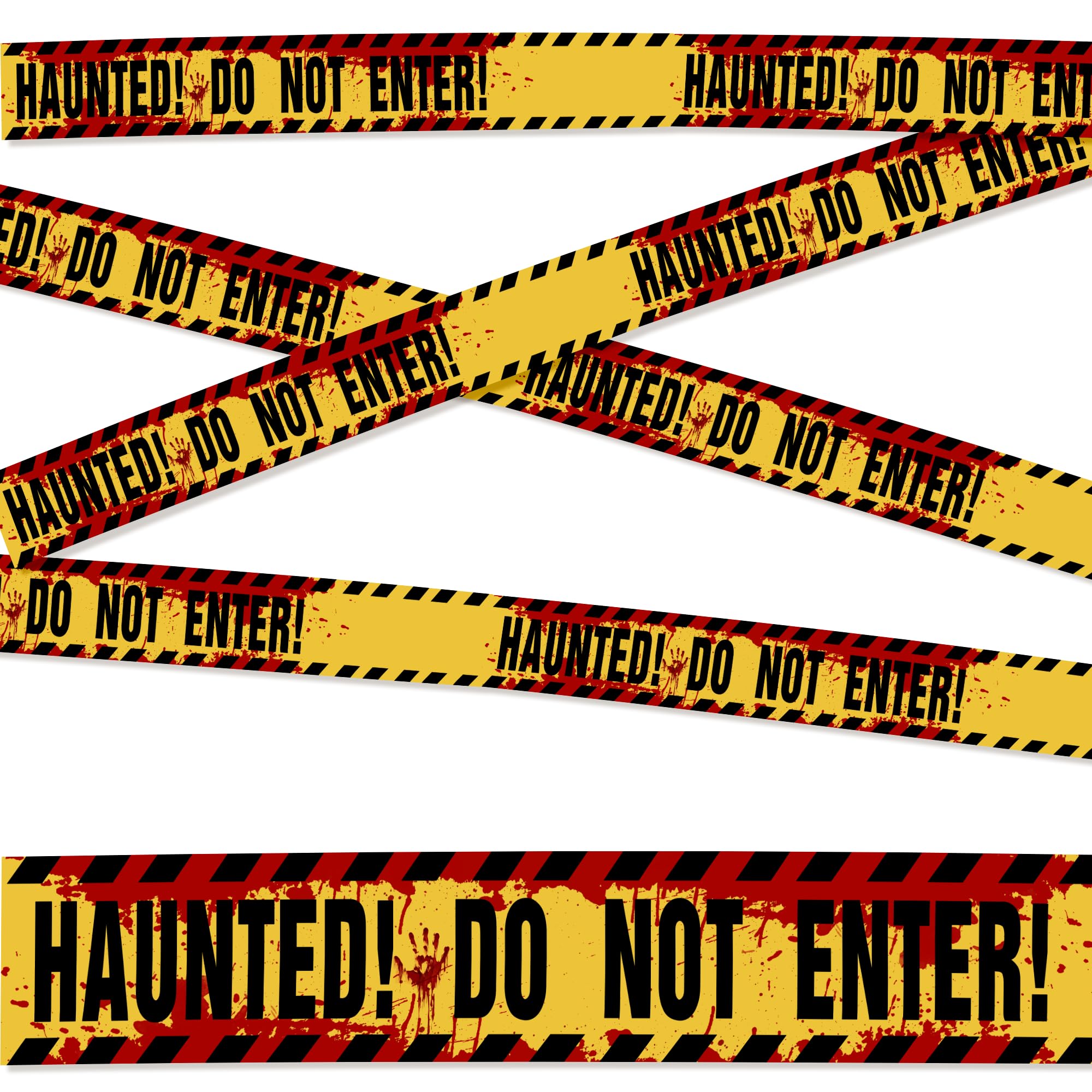 Photo 1 of Halloween Decorations Caution Tape - Haunted!Do Not Enter Tape,3 Inch x 82 Ft,Halloween Tape Blood Handprint,Scary Halloween Decorations Outdoor,Barricade Warning Tape for Haunted House Party Door