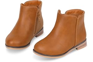 Fupoia Girls Boots Kids Ankle Boots Side Zipper Booties Fashion Short Suede Low Heels