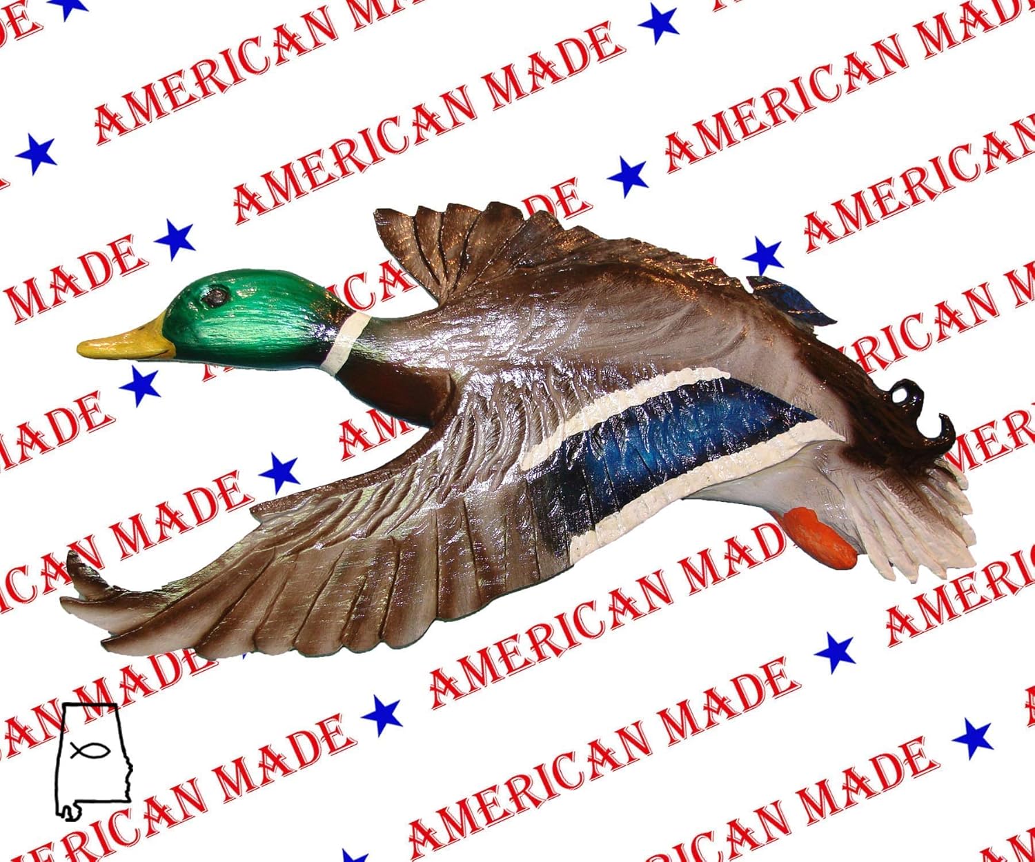 Amazon Com Carved Wooden Mallard Drake In Flight Wall Mount Handmade