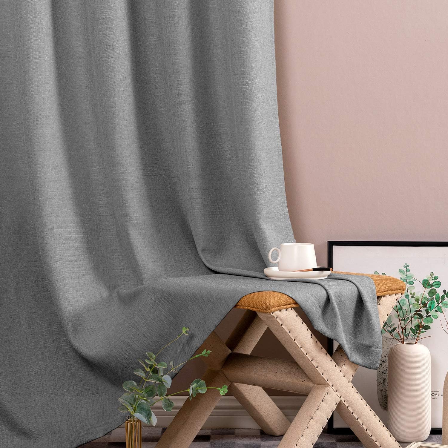 Amazon Com Jinchan Grey Semi Sheer Curtains For Living Room 84