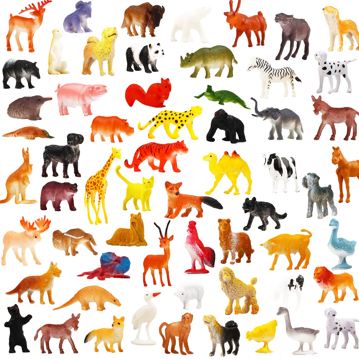 Yeonha Toys Animals Figure, 80 Piece Mini Safari Jungle Animals and