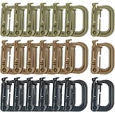 21 Pcs Multipurpose Tactical D-Ring Locking, Molle Clips Hanging Hook Hydration Tube Clips Tactical Link Snap Keychain Button Release for Molle Webbing