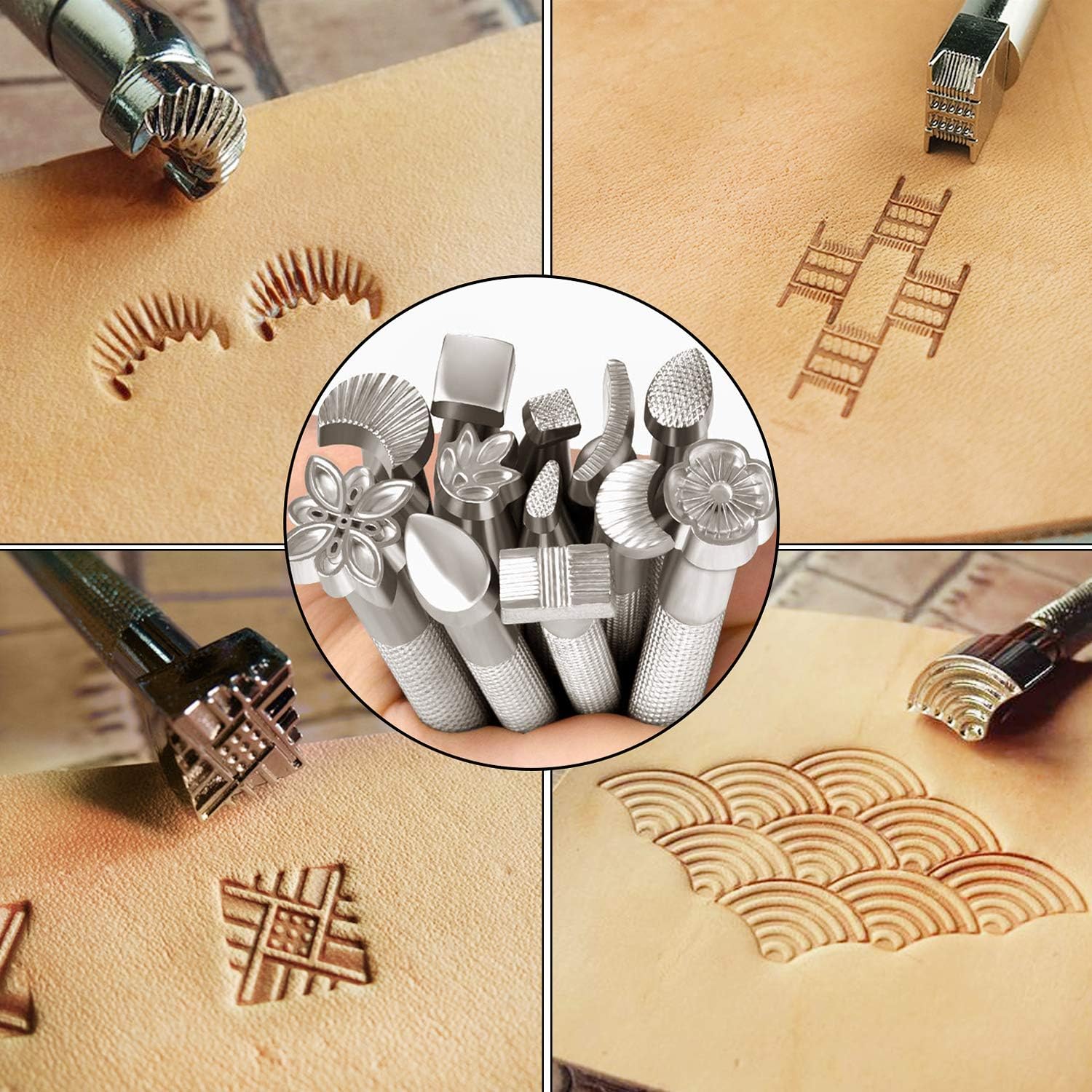 JOYPEA Leather Working Tools 195 PCS Leather Craft Stamping Tools with Cutting Mat Snaps and Rivets Kit Stitching Groover, Prong Punch for DIY Leather Craft