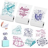 HUIJUTCHEN T02 Mini Thermal Sticker Paper- Colorful Text Transparent Printing Paper,Compatible with Phomemo M02/M02X/M02L Label Printer for Photo/Note/DIY/Memo,3 Rolls,53mm,Blue,Pink,Green