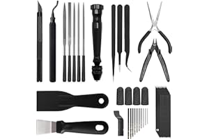 QEEAHUUO 3D Printer Tools Kit Essential, 3D Printing Tools Kit, 3D Printer Accessories, Deburring Tool, Wire Cutter, Drill, Scraper for Remove, Smoothing, Finishing, Deburring, Craving, Drilling