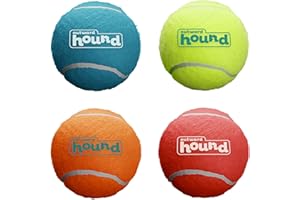 Outward Hound Squeaker Ballz 4-Pack Tennis Ball Dog Toys with Squeaker, Interactive Fetch Play for Pets Under 50 lbs, Training Balls for Indoor & Outdoor Exercise, Medium, 2.5-inch