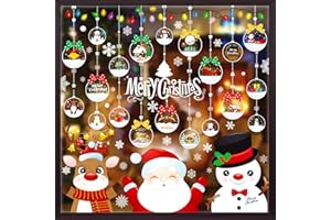 MISS FANTASY Christmas Window Clings Decorations 10 Sheets Large Merry Snowflake Window Stickers Decals for Glass Double Sided Christmas Decorations for Home Office School Classroom