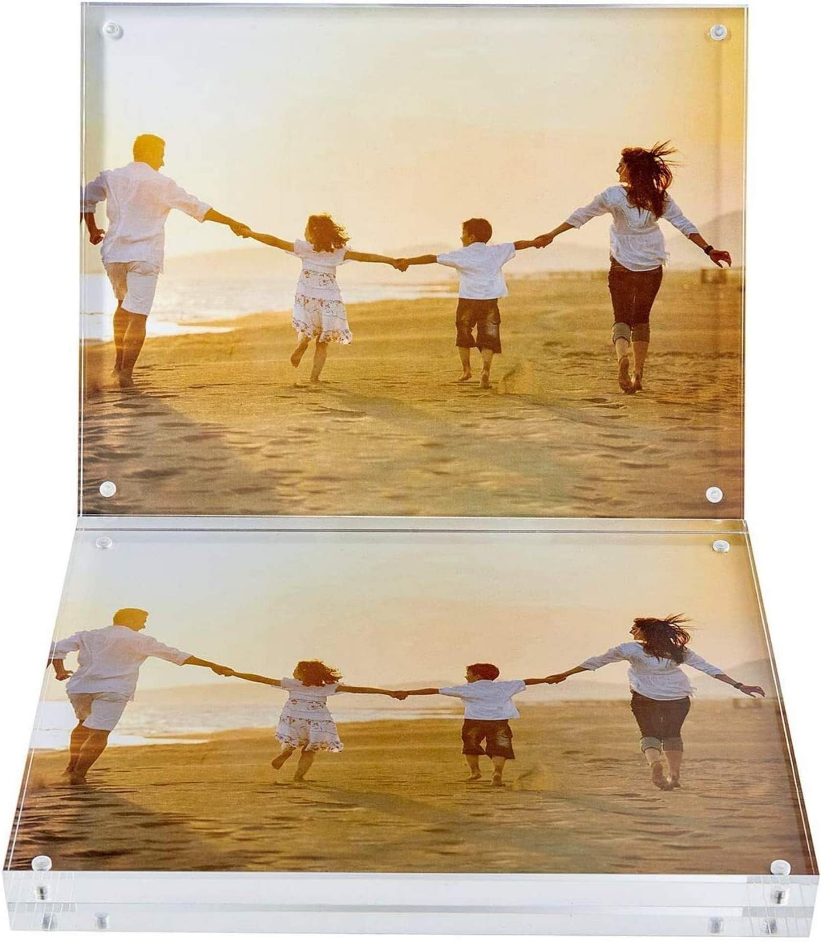 Acrylic Picture Frame Set of 2-8x10 Inch - Acrylic Photo Frame - Collage Stand for Family Photographs - Clear Picture Frames for Office Desk & Side Table - Wedding Table Décor