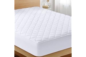 Utopia Bedding Quilted Fitted Mattress Pad (Queen) - Elastic Fitted Mattress Protector - Mattress Cover Stretches up to 16 In