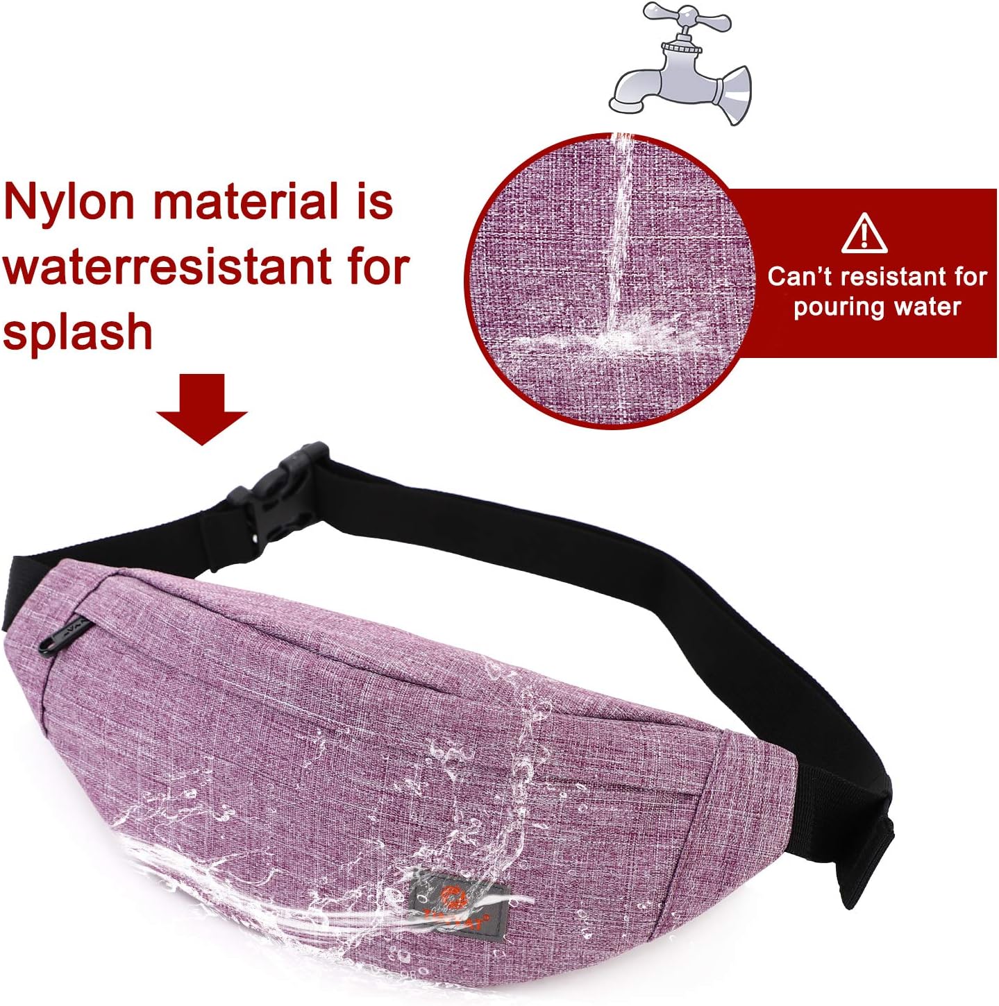 TINYAT Bum Bag Fanny Pack for Women Men Waterproof Waist Belt Bag for Sport Running Hiking Walking Dog Travel Super Lightweight T201 - Image 3
