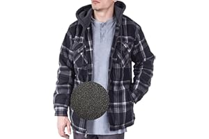 Visive Lined Flannel Sherpa Jacket for Men Thick Fleece Heavy Zip up Hoodies Big and Tall Plaid Quilted Mens Flannel Jackets