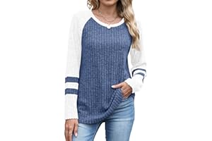 JomeDesign Womens Sweaters Long Sleeve Sweatshirts Color Block Casual Fall Shirts 2025 Trendy S-2XL