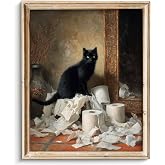 SQGGZH Vintage Black Cat Art Print Mischievous Kitten Painting Funny Pet Wall Art Dark Academia Decor Moody Cat Art for Bedroom, Kitchen, Living Room or Office -8