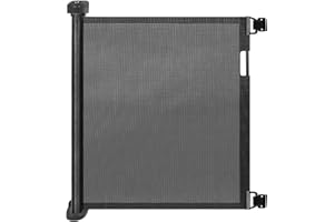 Retractable Baby Gate for Stairs, PRObebi Retractable Dog Gate 34" Tall Extends to 72" Wide, Retractable Safety Gate for Indoor/Outdoor/Stairs/Doorways/Deck/Banisters (Black)