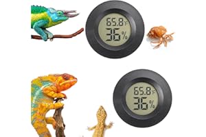 SERUNDO AUTO Reptile Thermometer and Humidity Gauge Digtal Terrarium Thermometer Circular Bearded Dragon Cage Accessories Reptile Temp and Humidity Gauge for Leopard Gecko Hermit Crab Gecko Lizard Etc 2pc