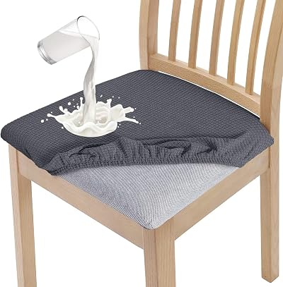 Granbest Waterproof Chair Seat Covers Set of 4 Grey High Stretch