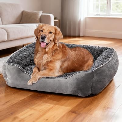 JOEJOY Dog Bed Extra Large Grey - Washable Non-Slip Rectangle Pet Bed