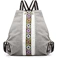 Goodhan Women Canvas Backpack Daypack Casual Shoulder Bag, Vintage Heavy-duty Anti-theft Travel Backpack, Light Grey