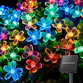 Brightown 60 LED Flower Solar String Lights Outdoor Waterproof Fairy Lights | 8 Lighting Modes &amp; Waterproof Outdoor Lights for Garden Yard Fence Patio Christmas Tree Party Decor, Multicolor