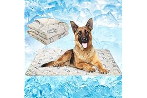 Fuz Bigaza Dog Cooling Mat, Pet Washable Non-Toxic Summer Dogs Cats Cooling Pads Sleeping Kennel Mats Cool Ice Blanket for Indoor & Outdoor Dog Beach Essentials Brown Small