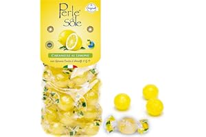 Perle di Sole Italian Lemon Drops Hard Candy Individually Wrapped (7.05 oz) Made with Essential Oils of Amalfi Coast P.G.I. Lemon - Italian Imported Gifts From Italy