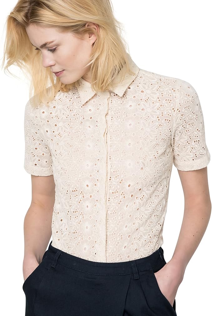 R Studio Donna Camicia A Maniche Corte E Ricamo Inglese Amazon It Abbigliamento