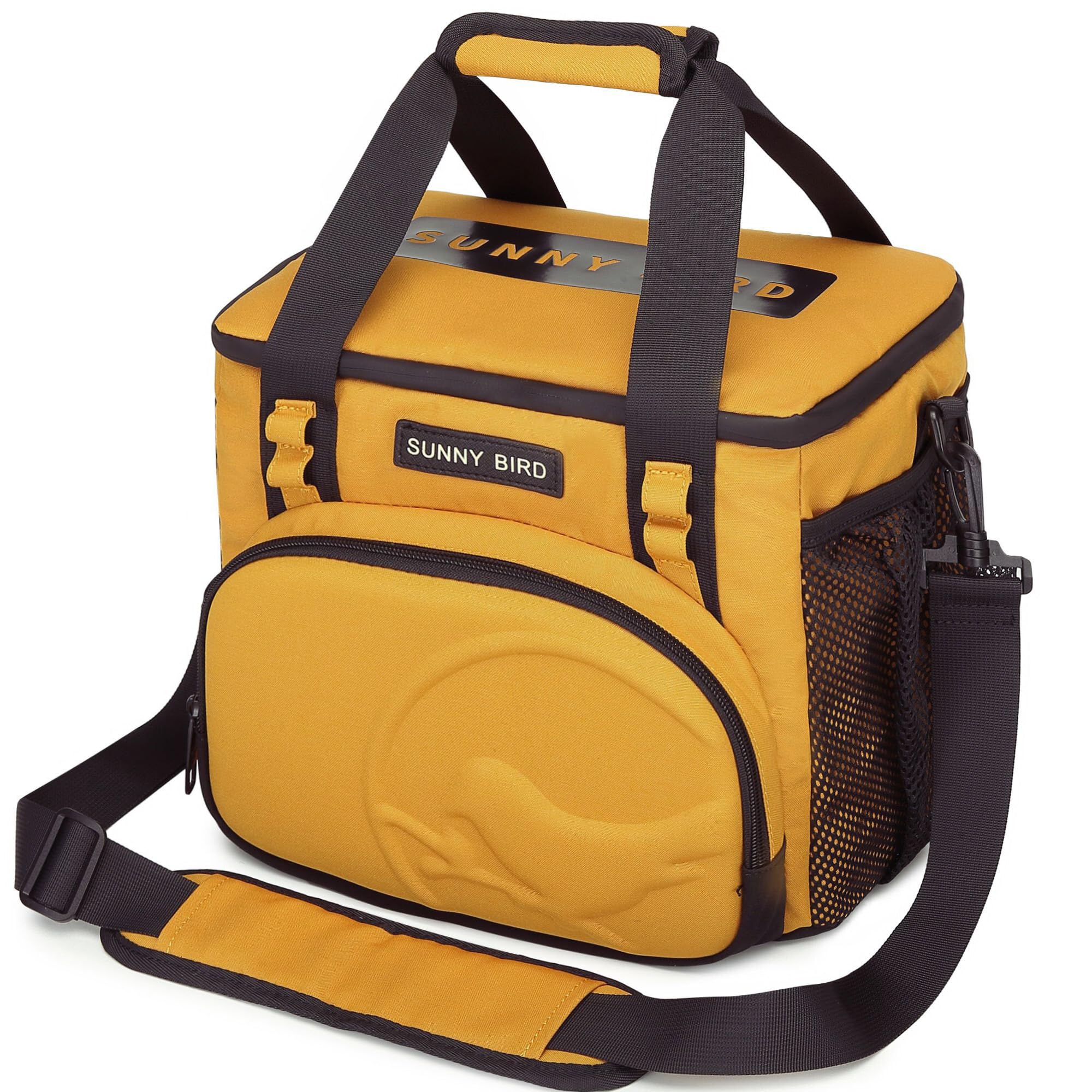 Photo 1 of SUNNY BIRD 12L Large Insulated Lunch Bag, Leakproof and Foldable Lunch Cooler Box for Women Adult and Men, Fits 18 Cans (Ochre 01)