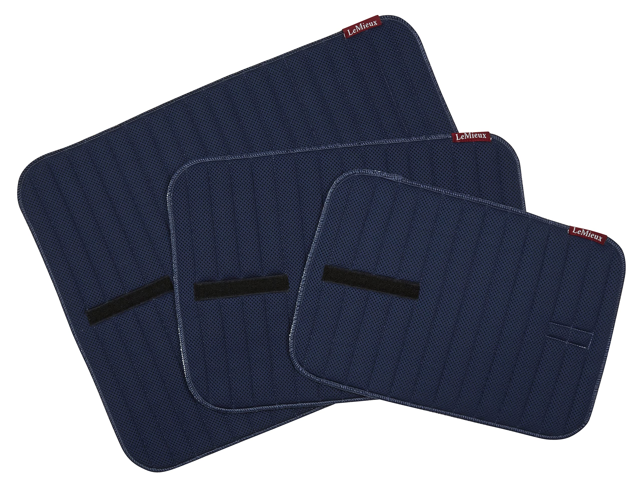LeMieux Horse Bandage Pads with Memory Foam Filling & Soft Towelling Flannel Lining in Navy for Leg Support, Stable and Exercise - Large