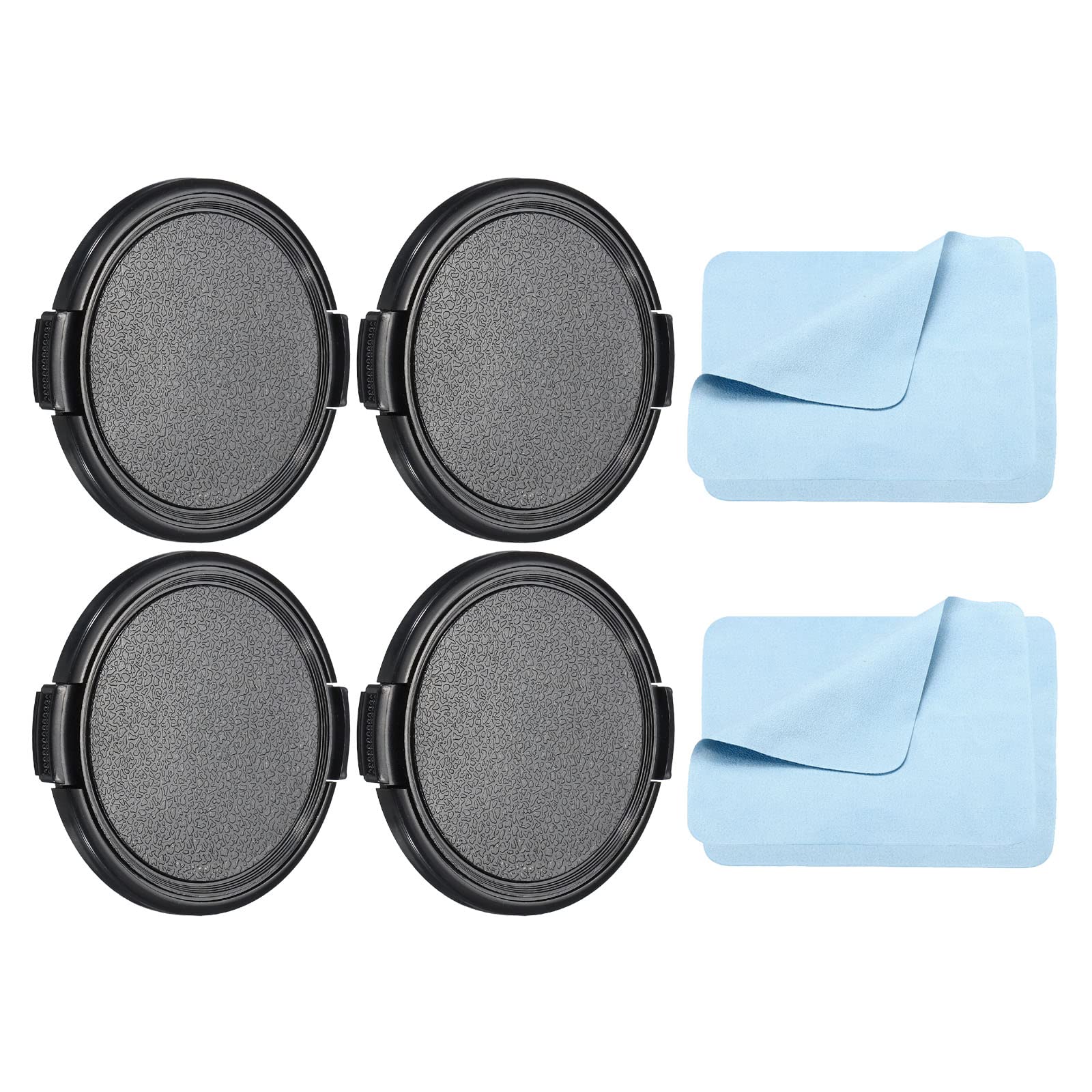 PATIKIL Camera Lens Cap, 4 Pack Sides Pinch Front Lens Cover with Microfiber Cleaning Cloth for 62mm Thread Universal DSLR Lenses for Nikon, for Fujifilm, for Pentax, for Leica