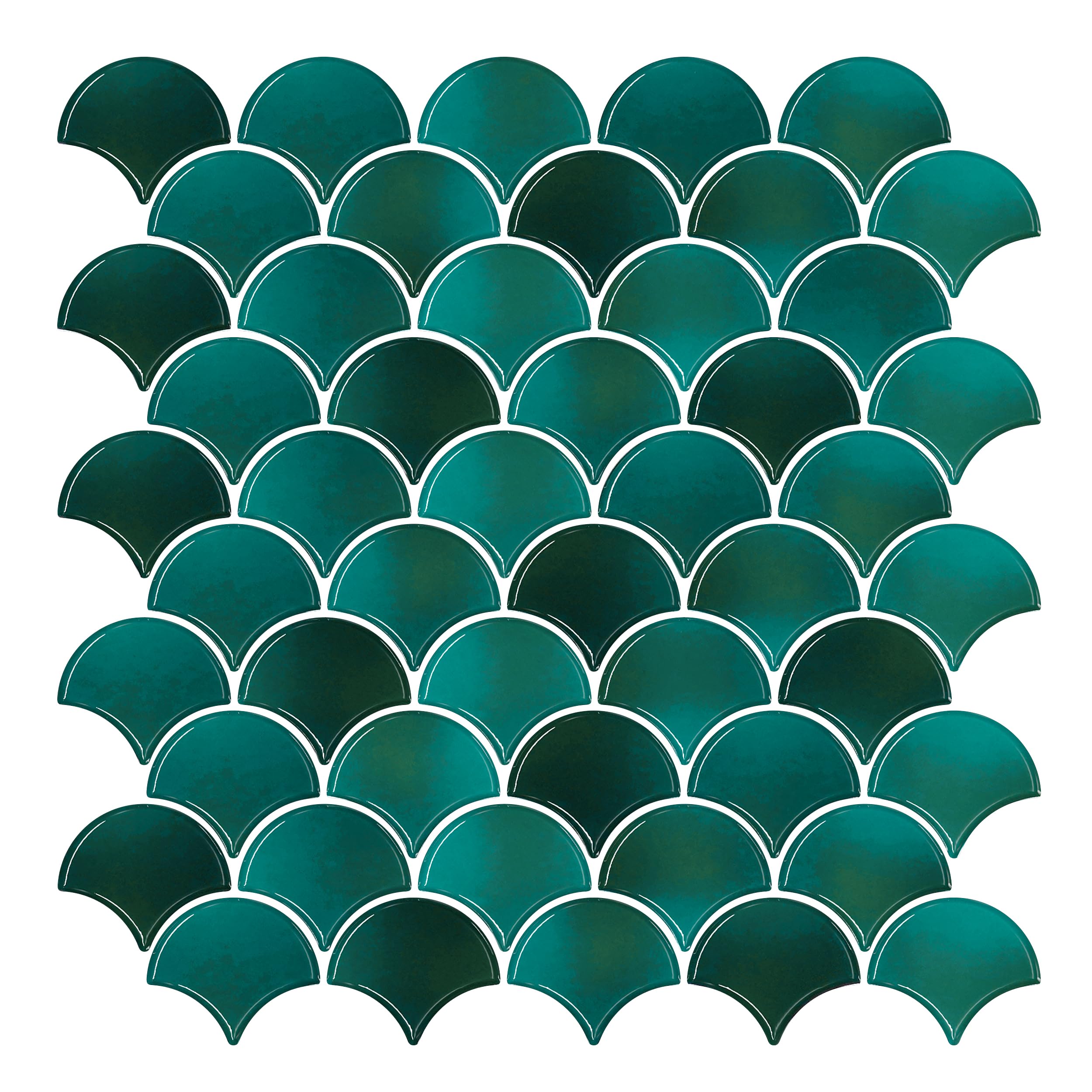 Photo 1 of VEELIKE Green Marble Fish Scale Backsplash Tile for Kitchen Peel and Stick Waterproof Back Splashes Tile Sticker 24 Sheets Green Bathroom Wall Tiles Adhesive Renter Friendly Backsplash Tiles 12''x12''