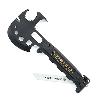 Off Grid Tools Survival Axe Ultimate Outdoor Multitool-Hatchet Hammer Saw