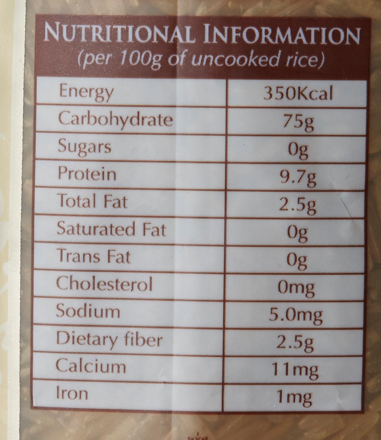 basmati rice calories 100g