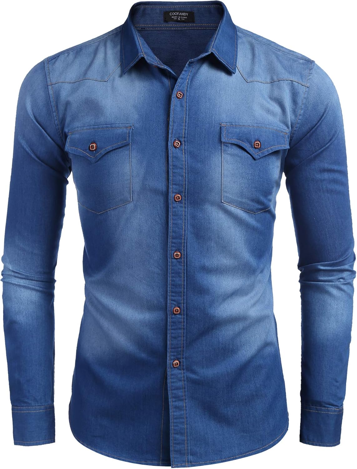 mens blue denim shirt long sleeve