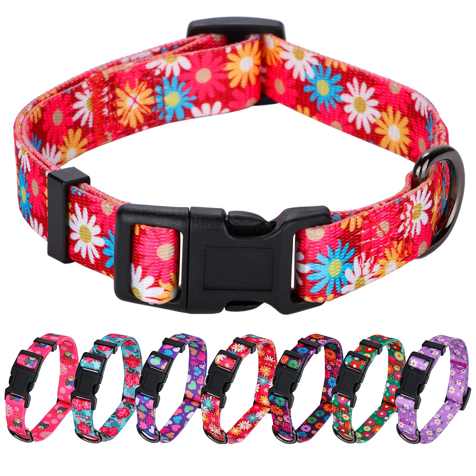 Rhea Rose Girl Dog Collars Cute Pink Daisy Collar, Spring and Summer Flower for Medium Dogs — image 1