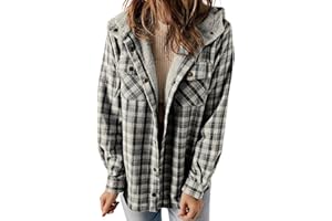 DPTALR Women Plaid Jacket Coat Plaid Open Front Cardigan Plus Size Loose Fit Color Block Blouse Fall Casual Shacket