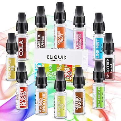 12 x 10ml E Liquids, 0mg Nikotin 12 Aromen Frucht Geschmack für E Zigarette PG50/ VG50, Elvapo Premium Electronic Cigarette L