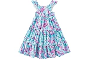 Vieille Toddler Girls Summer Dress Ruffle Sleeveless Casual Beach Sundress Tiered Swing Princess Dress for 2-8 Years
