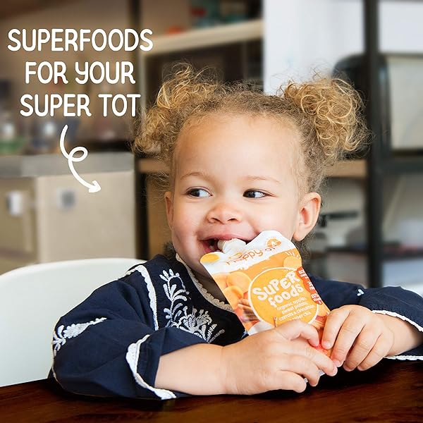 HAPPYTOT ORGANICS STAGE 4 BABY FOOD POUCHES, GLUTEN FREE, VEGAN SNACK, SUPERFOODS FRUIT & VEGGIE PUREE, PEARS, PEAS, GREEN BEANS & CHIA, 4.22 OUNCE (PACK OF 16)