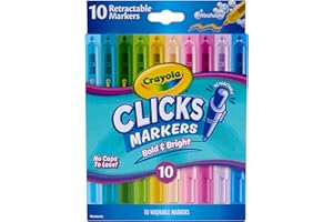 Crayola Clicks Retractable Markers - Bold (10ct), Stocking Stuffers for Kids & Toddlers, Christmas Gifts for Grandkids, No Dry Washable Markers for Kids