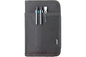 Krozur Field Notes Notebooks Cover 3.5 x.5.5 Pocket Notebook Cover with Pen Holder, Zipper Field Journal Planner Sketchbook Cover for 3.5 x 5.5 Moleskine Cahier, Water Resistant, Black