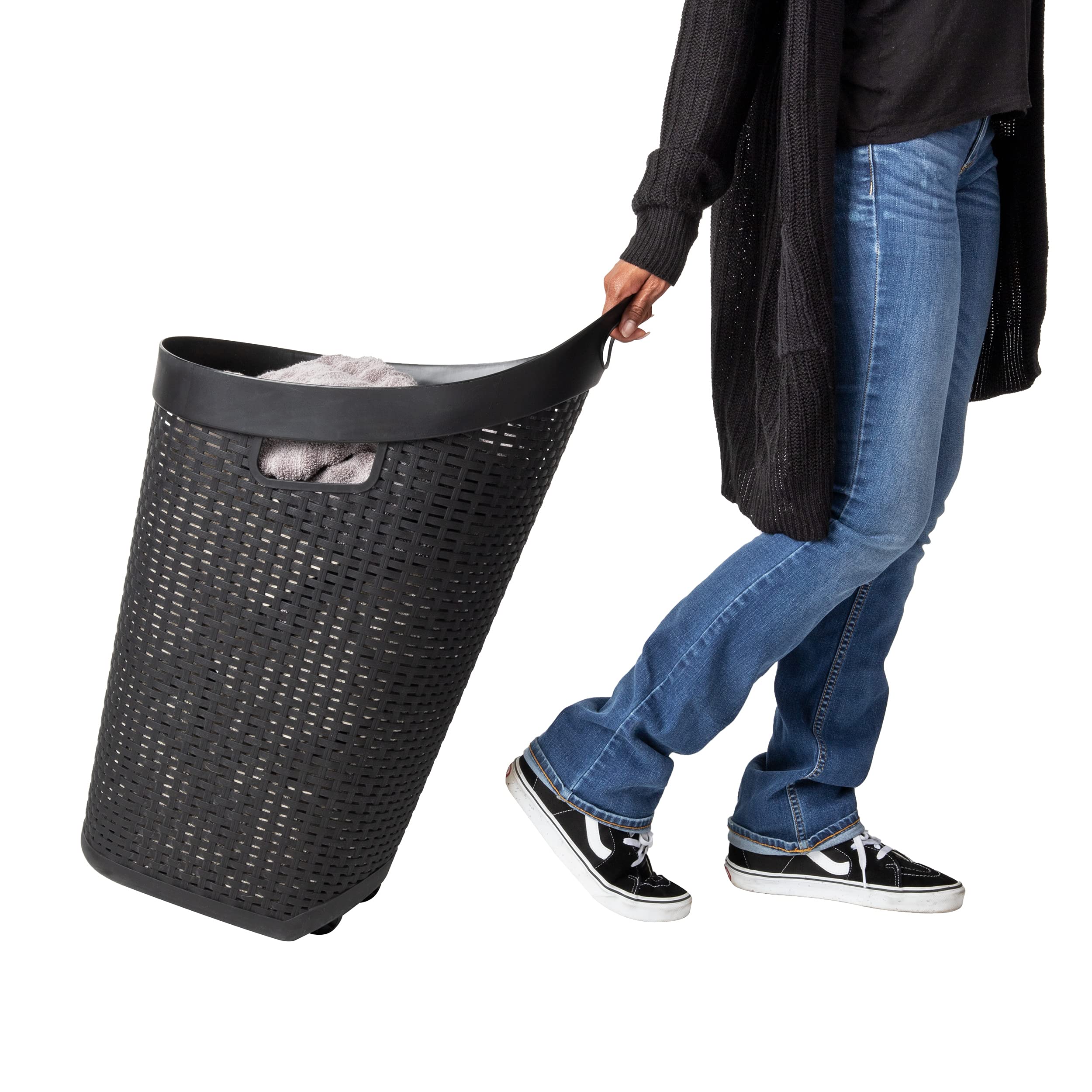 Mind Reader 60L Rolling Laundry Hamper, Clothes