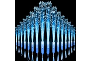 U-MOJOK 18 PCS Blue LED Fiber Optic Wands Glow Sticks, Light Up Wands, Fiber Optic Lights Rod, Flashing Wands with 3 Light Modes for Wedding,Halloween,Christmas, Neon Party Favors Supplies