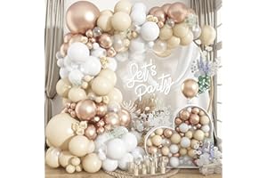 Froova Beige Champagne Gold Balloons Garland Arch Kit, 102PCS White Sand Metallic Champagne Gold Nude Neutral Cream Balloons for Wedding Baby Bridal Shower Boho Birthday Anniversary Party Decorations