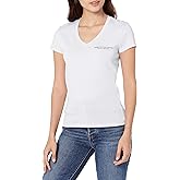 Armani Exchange Women's Milano/New York Logo Slim Fit V-Neck Tee